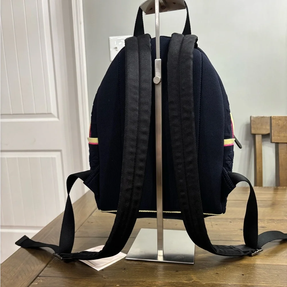 Kate Spade Sport Knit Medium Backpack in Navy with Yellow and Pink Trim
